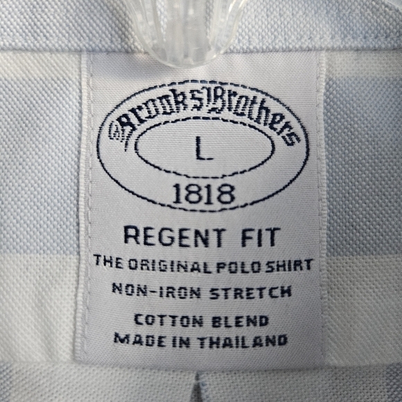 Brooks Brothers 1818 Mens Regent Fit Non Iron Stretch Blue White Striped Sz L - Picture 9 of 9